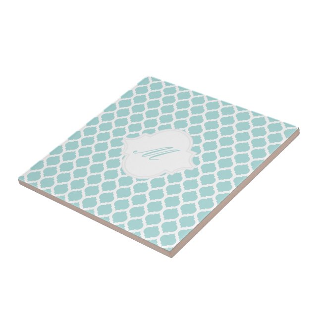 Blaues marokkanisches Muster mit Monogram-Tile-Tri Fliese (Seite)
