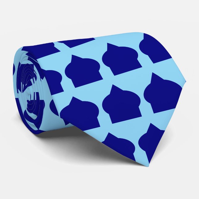 Blaues marokkanisches Musterdesign Krawatte (Gerollt)