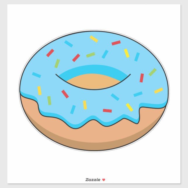 Blaues Mattiertes Donut mit Sprinklen Cartoon Aufkleber (Blatt)