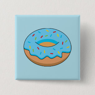 Blaues Mattiertes Donut mit Sprinklen Cartoon Button