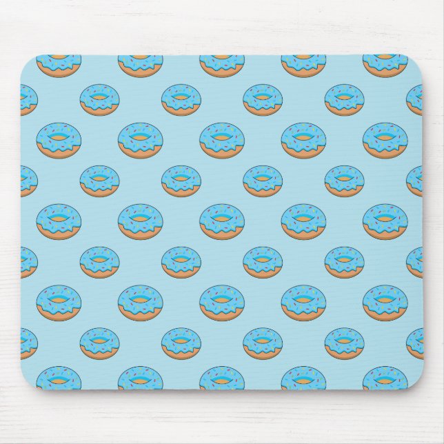 Blaues Mattiertes Donut mit Sprinklen Cartoon Mousepad (Vorne)