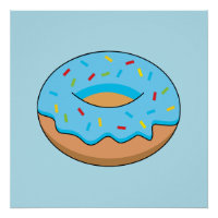 Blaues Mattiertes Donut mit Sprinklen Cartoon