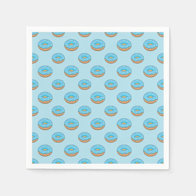 Blaues Mattiertes Donut mit Sprinklen Cartoon Serviette (Vorderseite)