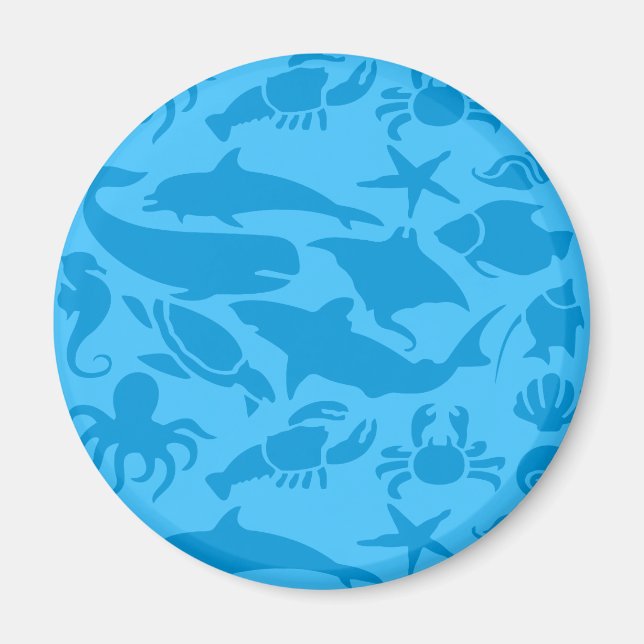 Blaues Meer-Lebensmuster Magnet (Vorne)