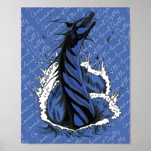 Blaues Meer-Monster-Schlangen-Ozeanwellen-Poster Poster