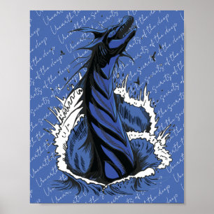 Blaues Meer-Monster-Schlangen-Ozeanwellen-Poster Poster