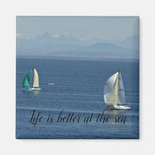 Blaues Meer und Himmel "Das Leben ist besser auf d Magnet