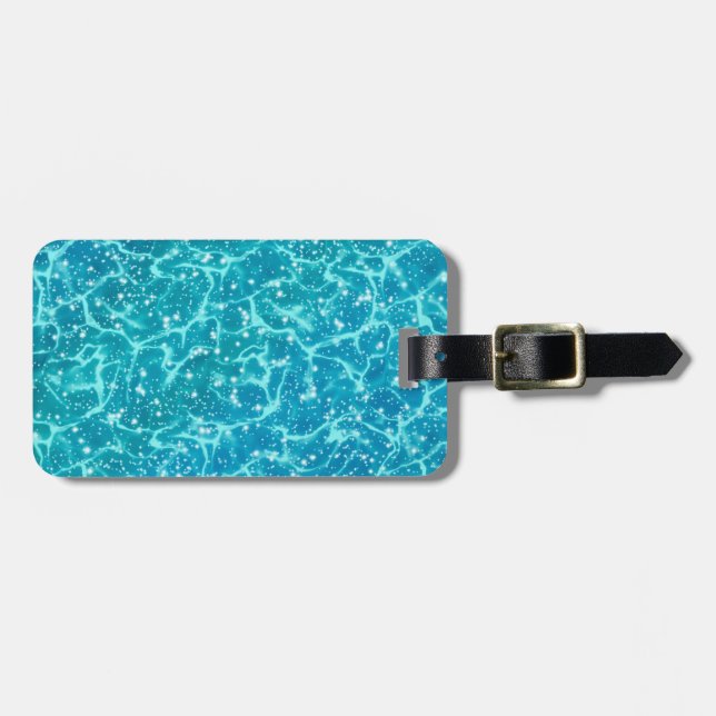 Blaues Meer Wasser mit Glitzern Gepäckanhänger (Vorderseite horizontal)