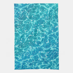 Blaues Meer Wasser mit Glitzern Geschirrtuch