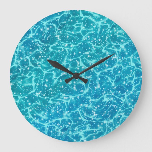 Blaues Meer Wasser mit Glitzern Große Wanduhr (Vorderseite)