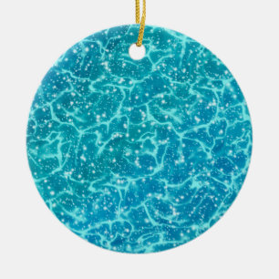 Blaues Meer Wasser mit Glitzern Keramik Ornament