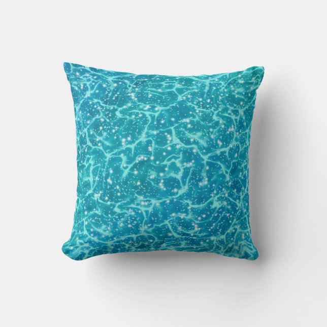 Blaues Meer Wasser mit Glitzern Kissen (Vorderseite)