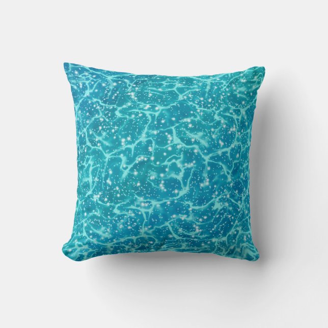 Blaues Meer Wasser mit Glitzern Kissen (Vorderseite)