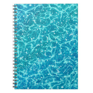 Blaues Meer Wasser mit Glitzern Notizblock