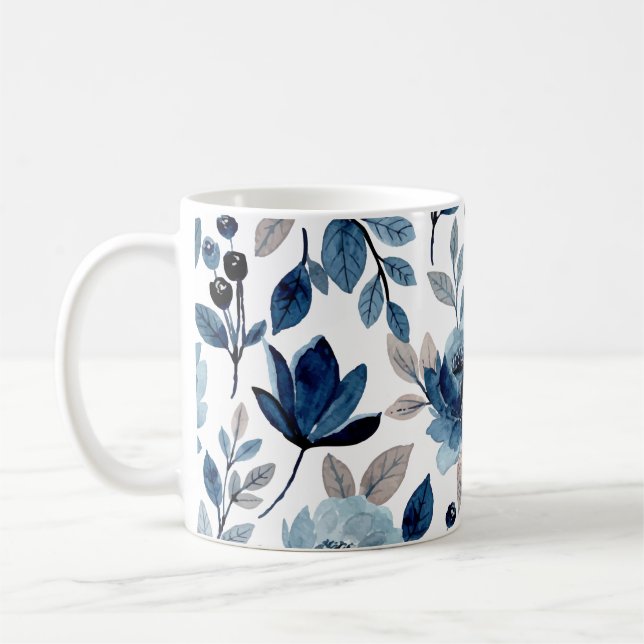 Blaues Meerbrunnenmuster Kaffeetasse (Links)