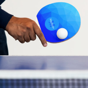 Blaues Meergeometrie-Maschenmuster Monogram Tischtennis Schläger