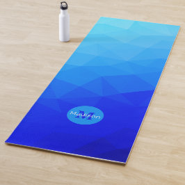 Blaues Meergeometrie-Maschenmuster Monogram Yogamatte