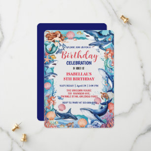 Blaues Meerjungfisch Geburtstag Save The Date