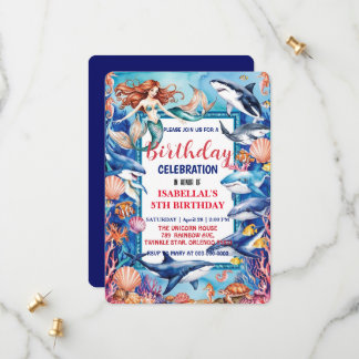 Blaues Meerjungfisch Geburtstag Save The Date