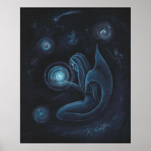 Blaues Meerjungfrau-Universum-Plakat Poster