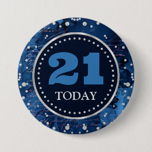 Blaues Meerjungfrauen‑Buchstabenmuster & Glitzer‑G Button