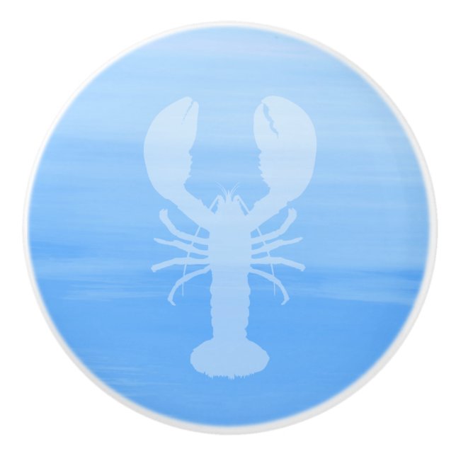 Blaues Meerwasser mit Hummer Keramikknauf (Vorderseite)