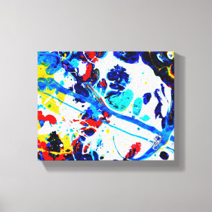 Blaues Mehrfarbiges Abstractes Spritzmuster Leinwanddruck