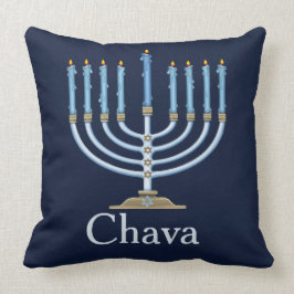 Blaues Menorah personalisiertes dekoratives Kissen