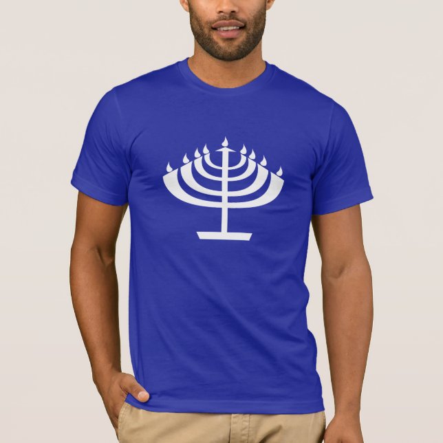 Blaues Menorah T-Shirt (Vorderseite)