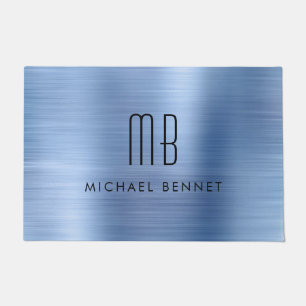 Blaues Metall-Monogramm mit Bürstenfinish Fußmatte