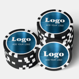 Blaues Metallic-Design mit individuellem Firmenlog Pokerchips