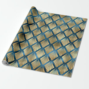 Blaues Metallic-Gold abstrakt elegantes chic Gesch Geschenkpapier