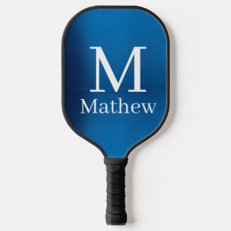 blaues metallisches abstrakt glänzendes Monogramm  Pickleball Schläger