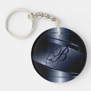 Blaues metallisches Design-Edelstahl-Aussehen Schlüsselanhänger
