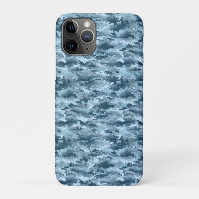 Blaues militärisches pixeliges Tarnmuster Case-Mate iPhone Hülle (Rückseite)