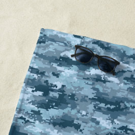Blaues militärisches pixeliges Tarnmuster Strandtuch