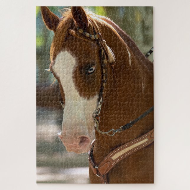 Blaues Mit Augen Arabisches Pferd Puzzle (Vertikal)
