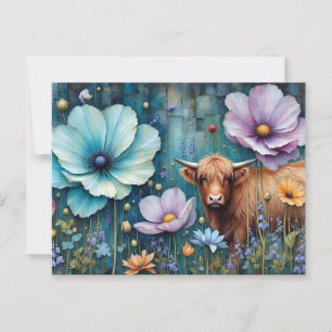 Blaues Mit Augen Hochland-Heifer-Blumenband Postkarte