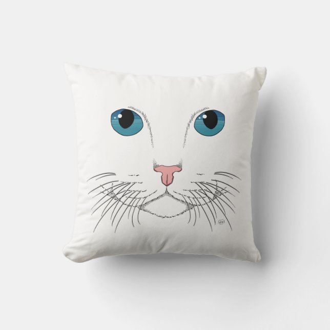 Blaues Mit Augen Katzenwirbelkissen Kissen (Vorderseite)