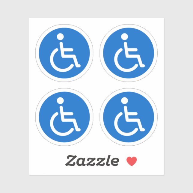 Blaues mit Behinderung Zeichen, runde Aufkleber, S Aufkleber (Blatt)