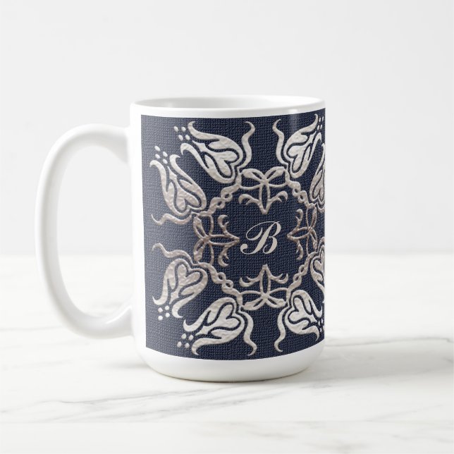 blaues mit Blumenmuster der barocken Art Kaffeetasse (Links)