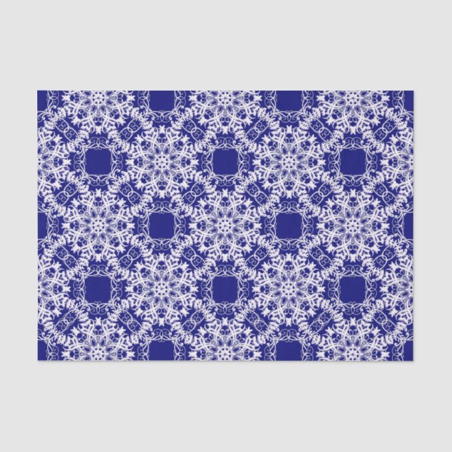 blaues mit Blumenmuster der barocken Art Seidenpapier (Vorderseite)