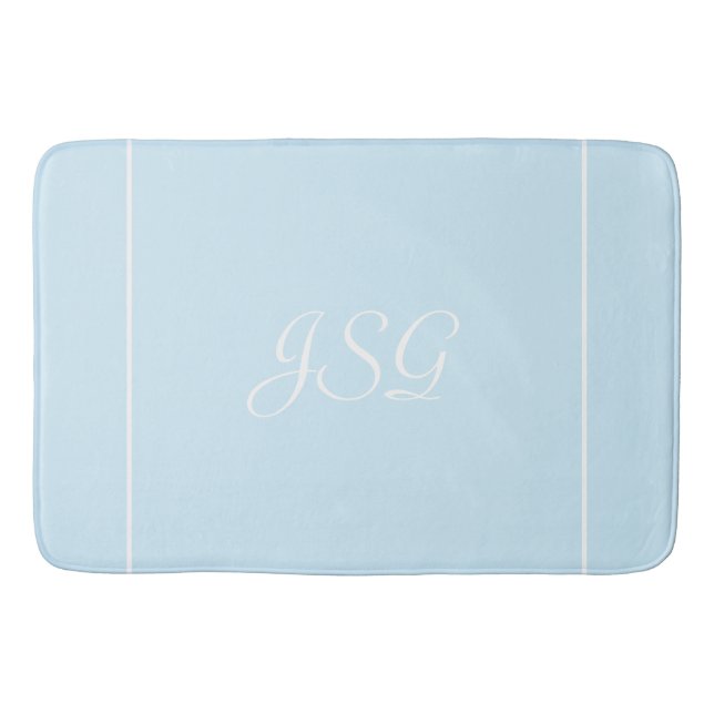 Blaues Mit Monogramm Bad Badematte (Vorderseite)