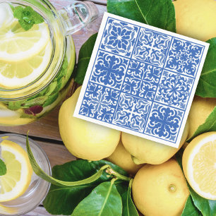 Blaues Mittelmeer Hochzeit oder Brautparty Serviette