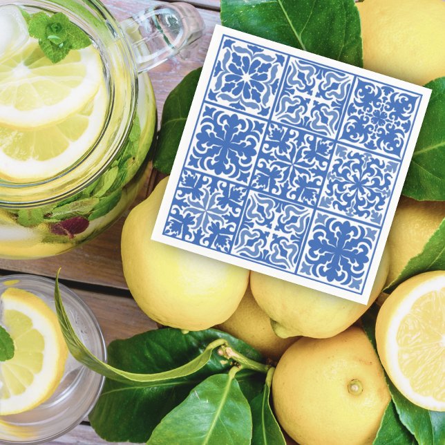 Blaues Mittelmeer Hochzeit oder Brautparty Serviette (Von Creator hochgeladen)