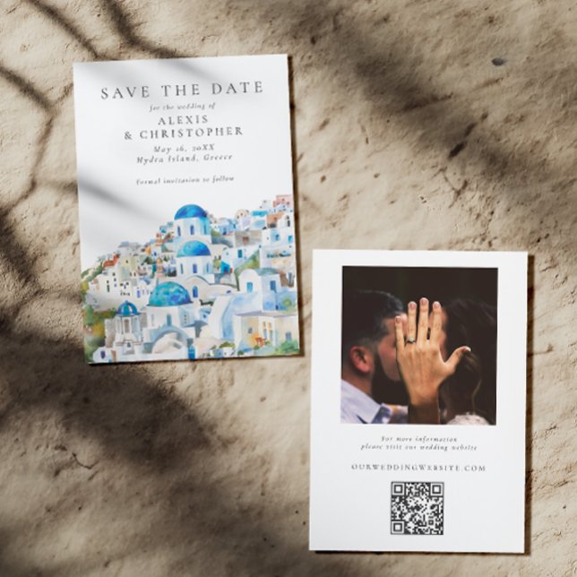 Blaues Mittelmeer Landschaft Foto Hochzeit Save The Date (Von Creator hochgeladen)