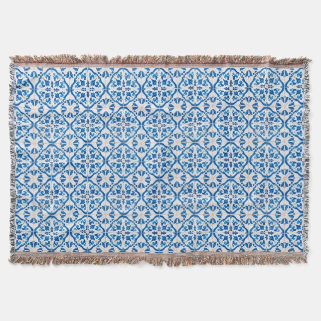 Blaues Mittelmeerklippchen - Elegant Azulejo Decke (Vorderseite)