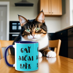 Blaues modernes Cat Mom Life süßes Muttertagsgesch Tasse