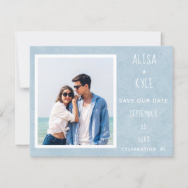 Blaues modernes Foto Save the Date