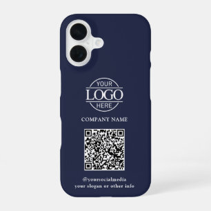 Blaues modernes Geschäftslogo & QR-Code-Promotion iPhone 16 Hülle